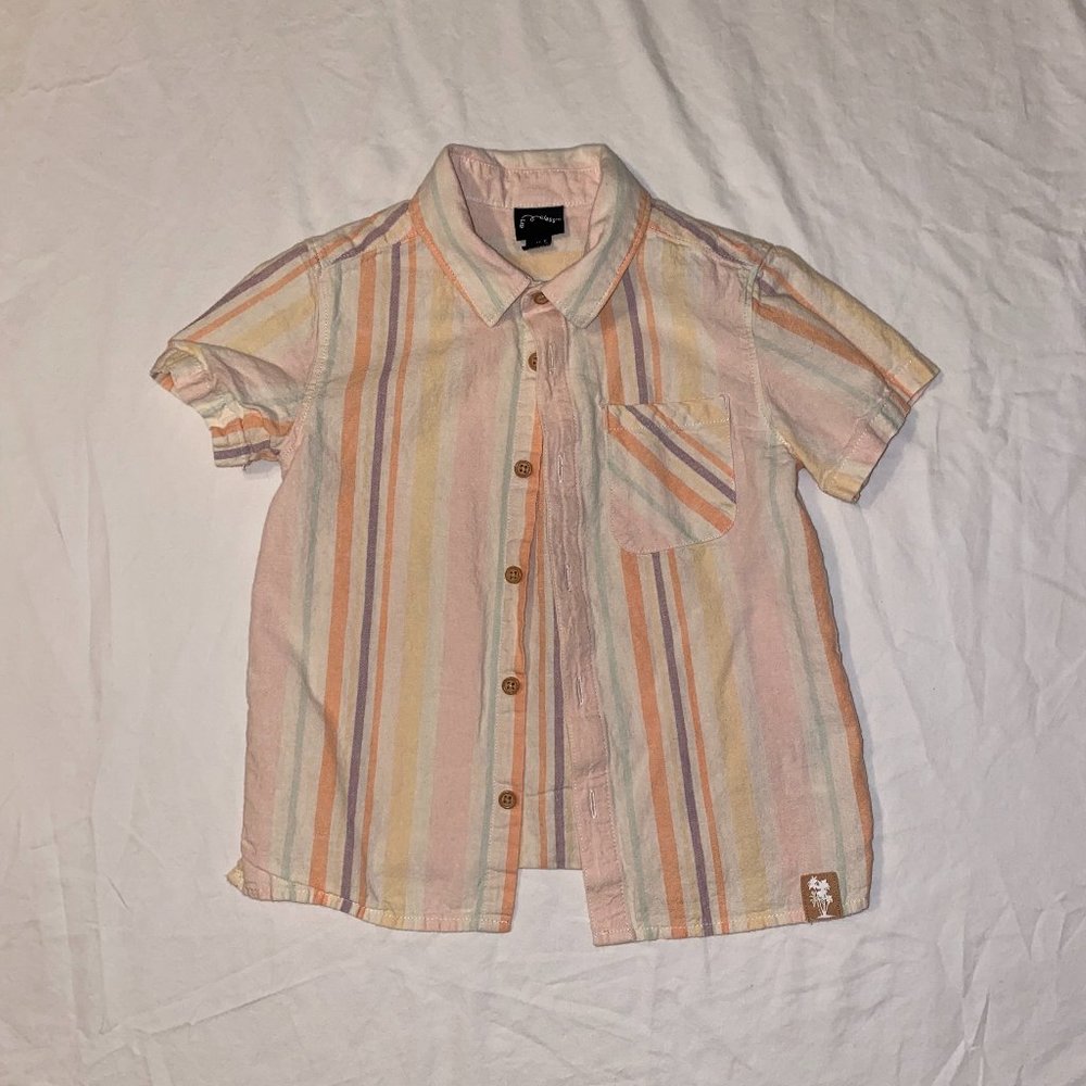 Toddler Boy Pastel Stripe Button Down - 3T